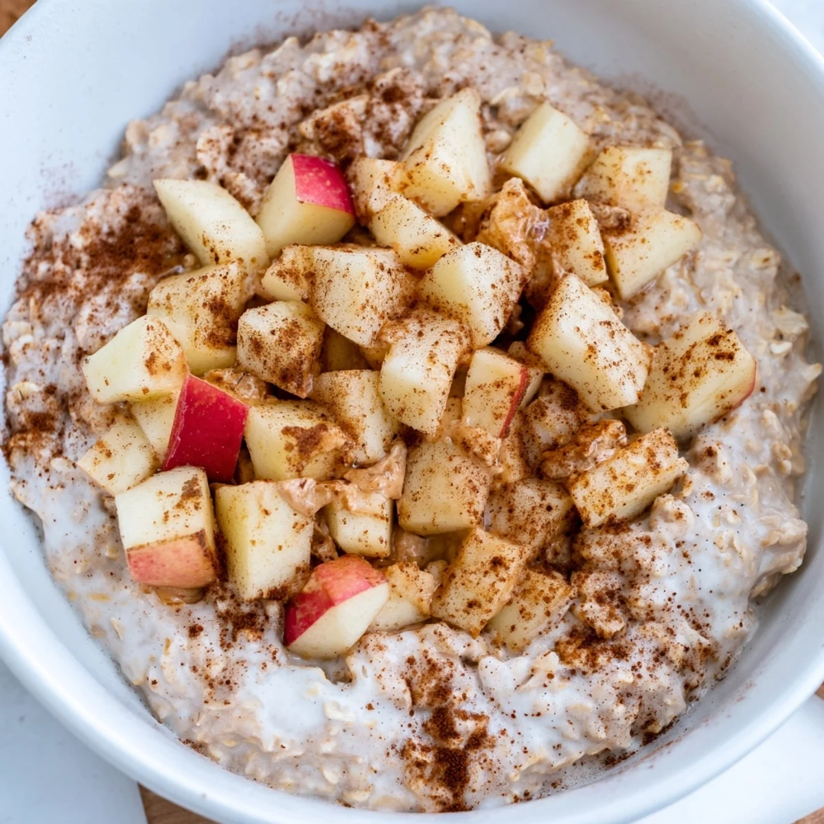 High protein Apple Pie Overnight Oats, perfect for a nutritious breakfast treat.  