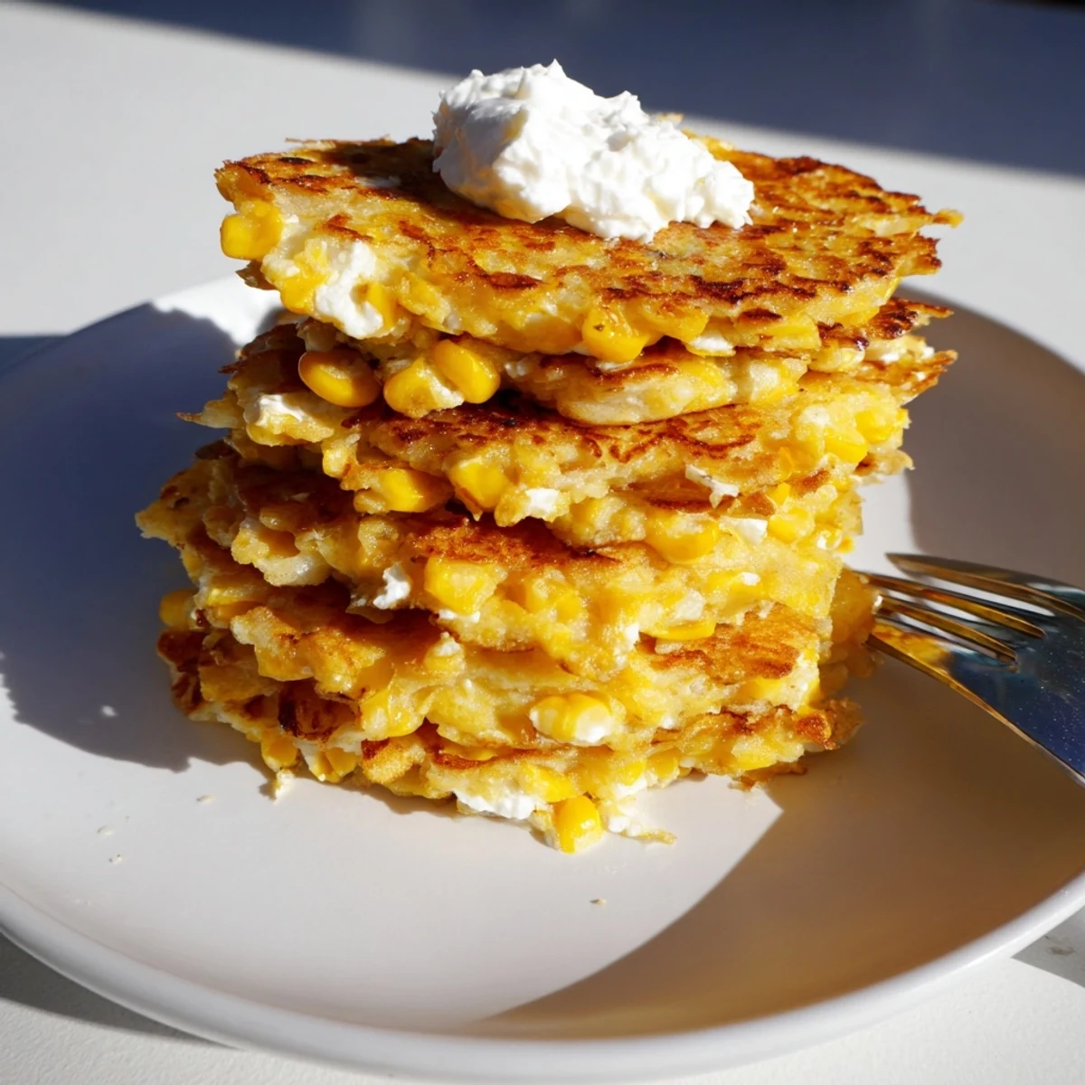 Savory Corn Feta Pancakes