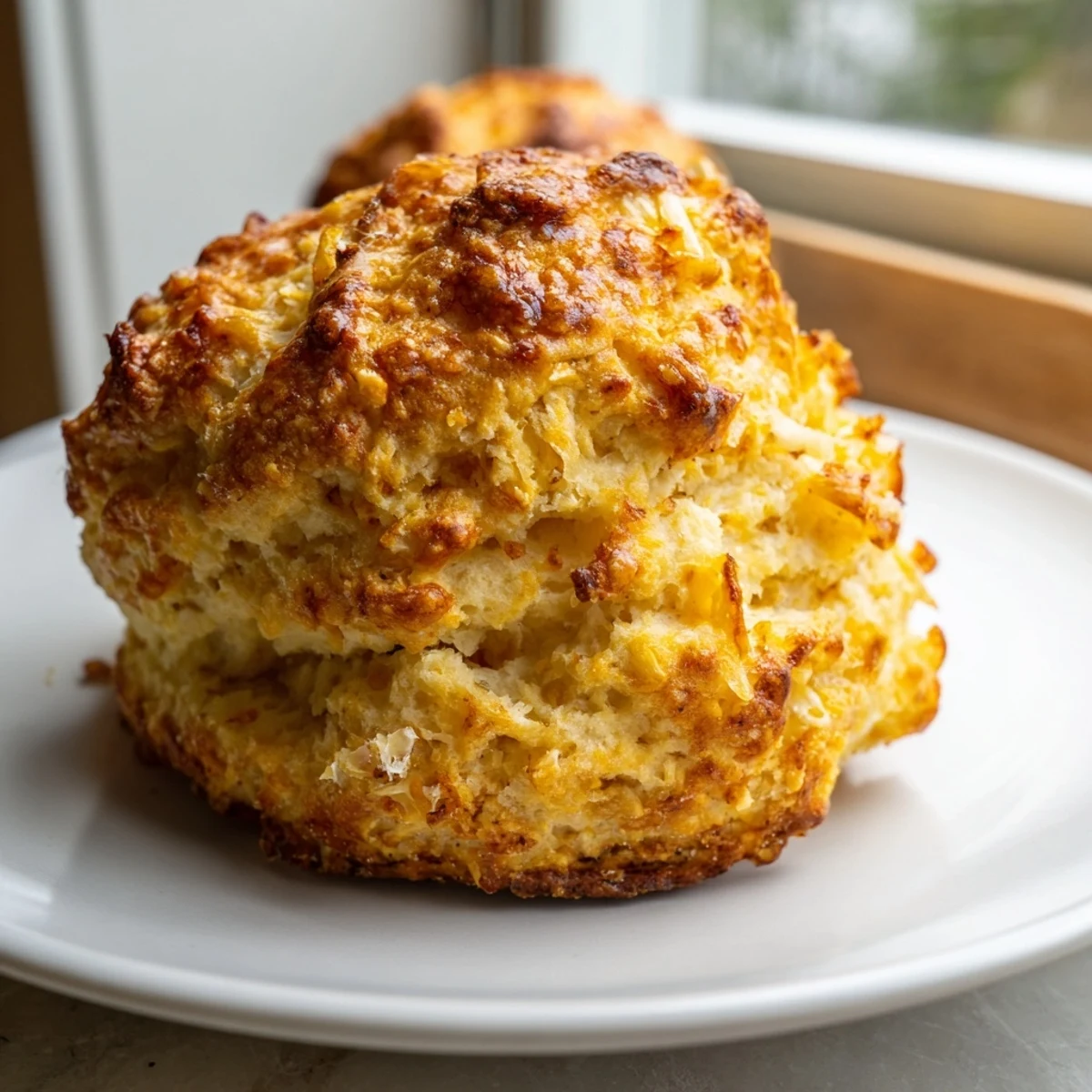 Flaky, buttery Savory Garlic Parmesan Scones topped with melted cheese and garlic aroma.  