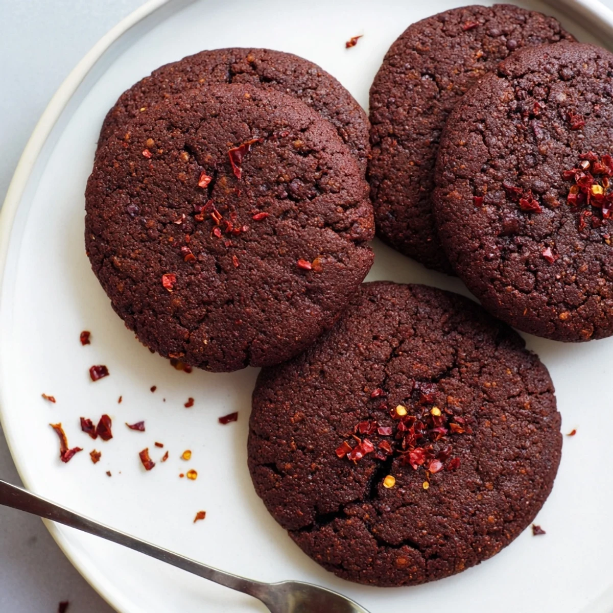Decadent Spicy Chocolate Cayenne Cookies, drizzled with melted chocolate and cayenne zest.  