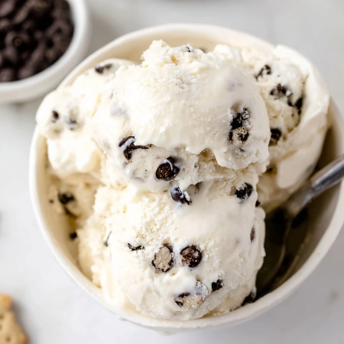 Indulge in Cottage Cheese Ice Cream, rich with cookie dough and creamy flavors.