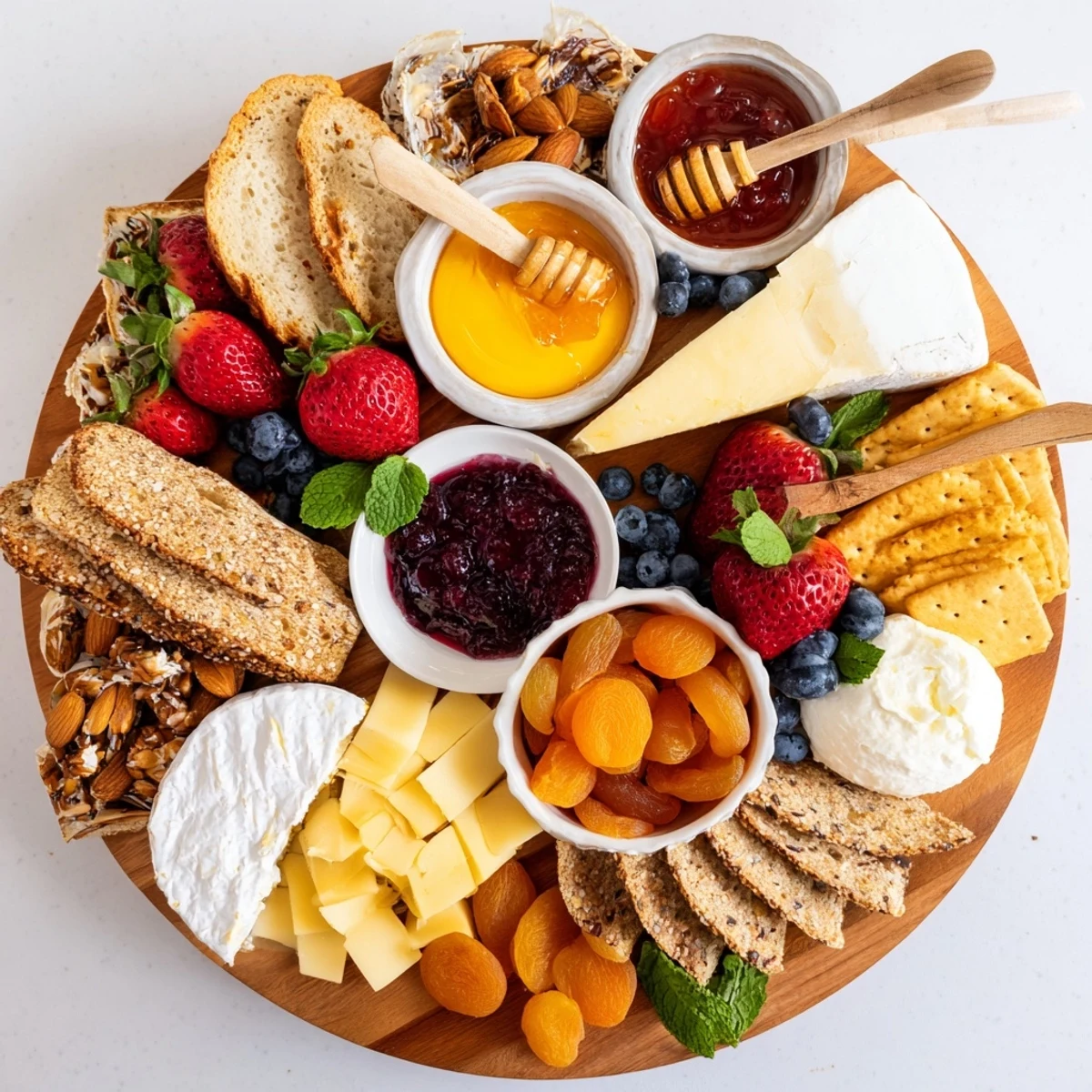 Sweet and savory jam-infused brunch board, perfect for summer gatherings and sharing.
