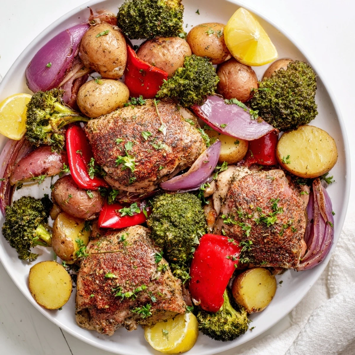 Succulent Lazy Gourmet Chicken & Vegetable One-Pot, vibrant and perfectly caramelized for dinner.  