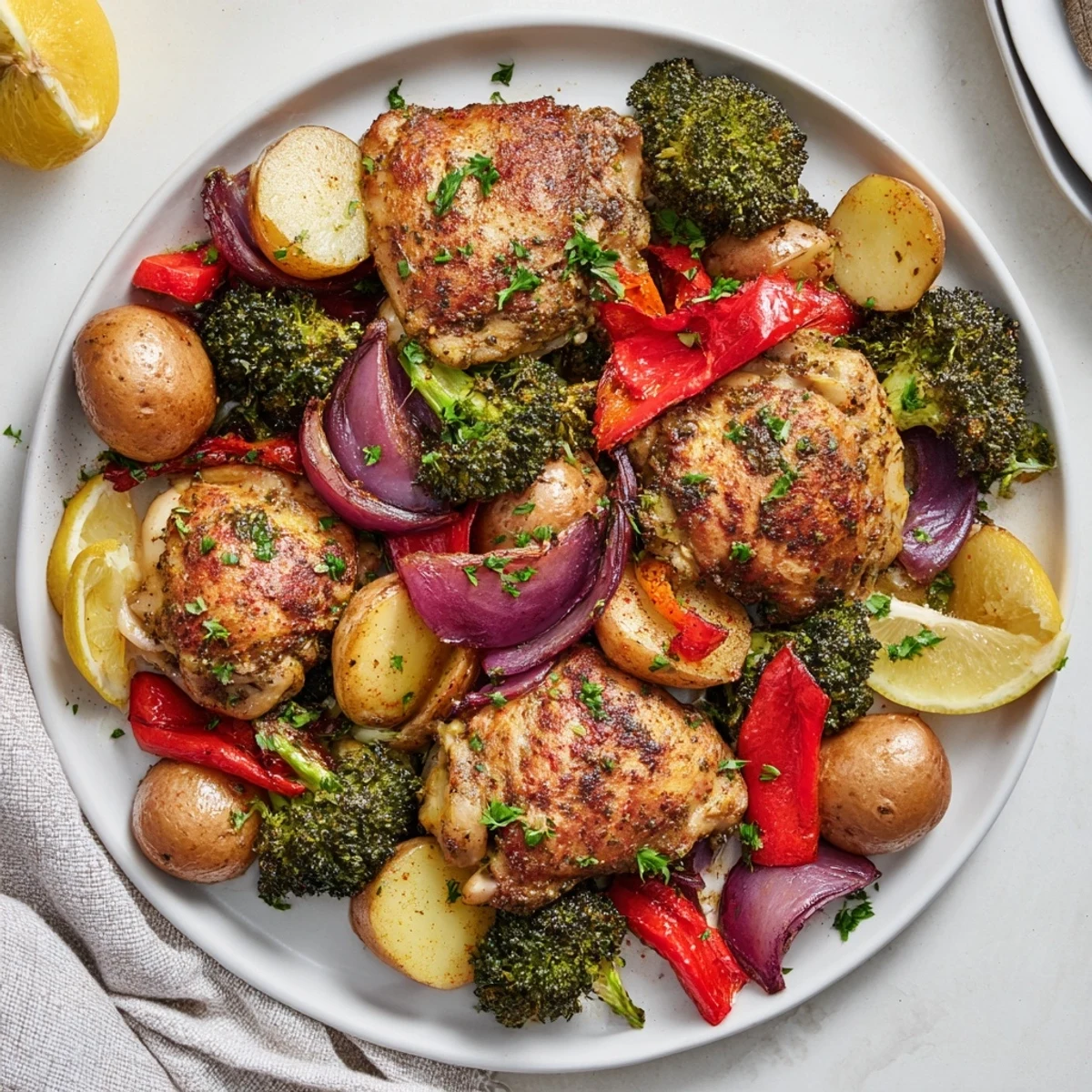 Hearty Lazy Gourmet Chicken & Vegetable One-Pot, bursting with flavor and colorful veggies.  