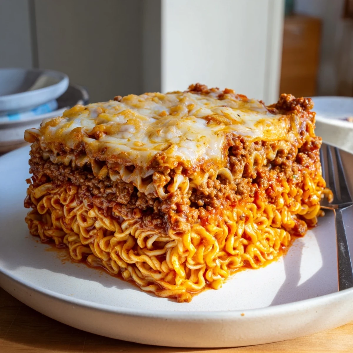 Spicy Ramen Lasagna Fusion