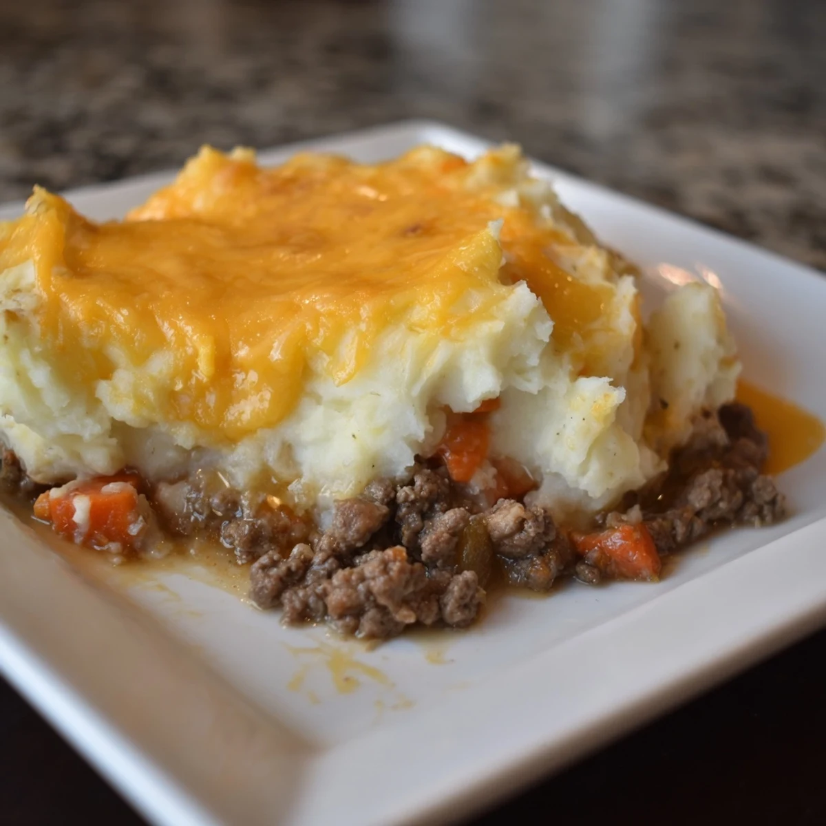 Golden, bubbly Budget Shepherds Pie with mashed potato topping – a hearty, family-favorite meal.