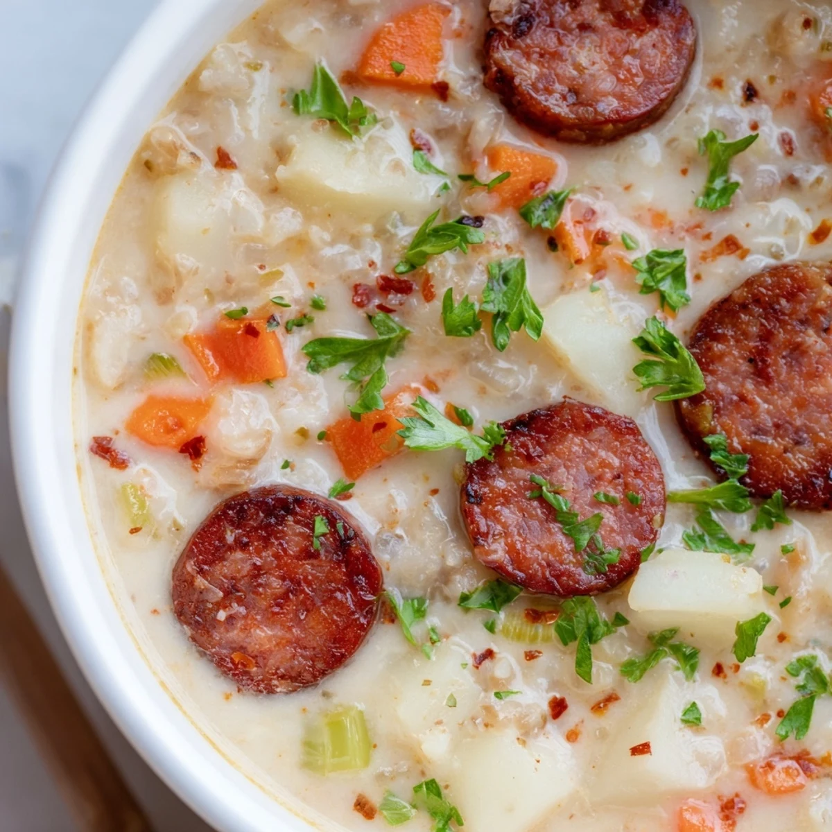 Thick and flavorful, this Creamy Chorizo Potato Soup is a warm and satisfying Spanish-inspired meal.