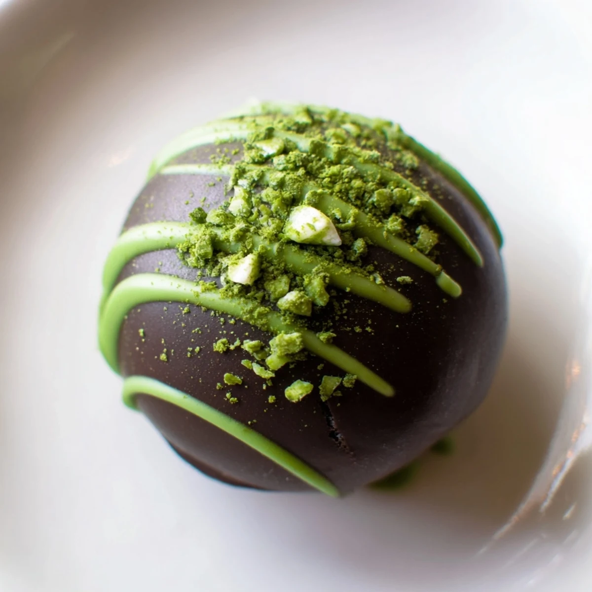 Mouthwatering Matcha Dark Chocolate Peppermint Truffles, rolled in green matcha and ready to enjoy.