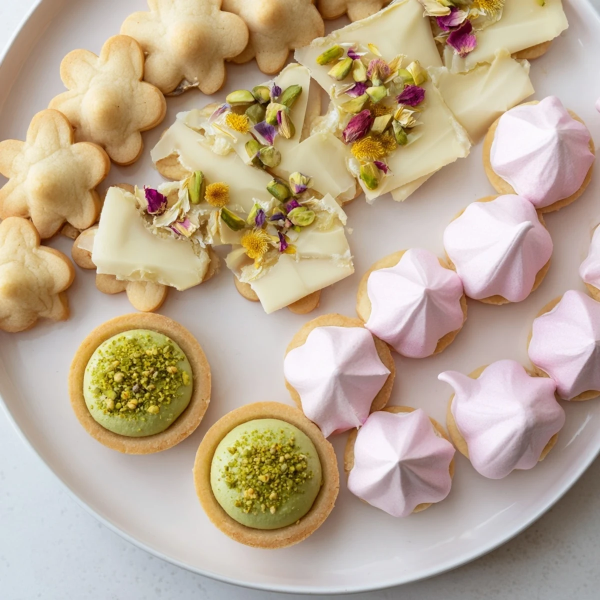 Showcasing the delightful Daisy Chain Dessert Tray: imagine the vibrant colors and varied textures of all the mini treats!