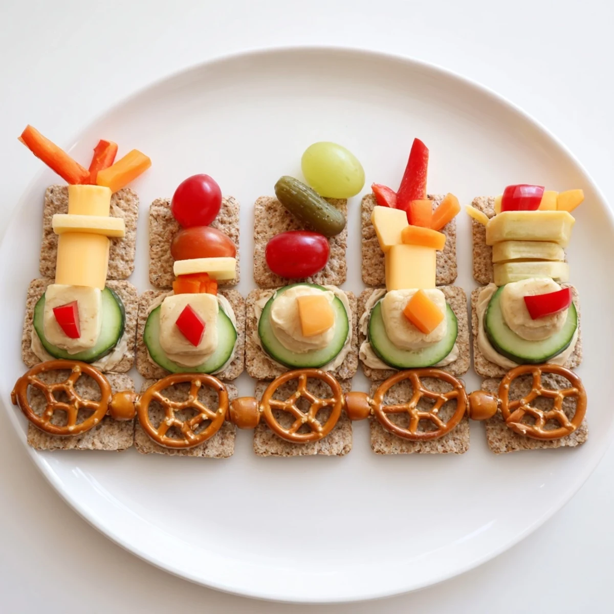 Kid-friendly Choo Choo Train Snack Track features a creative snack train with healthy ingredients.