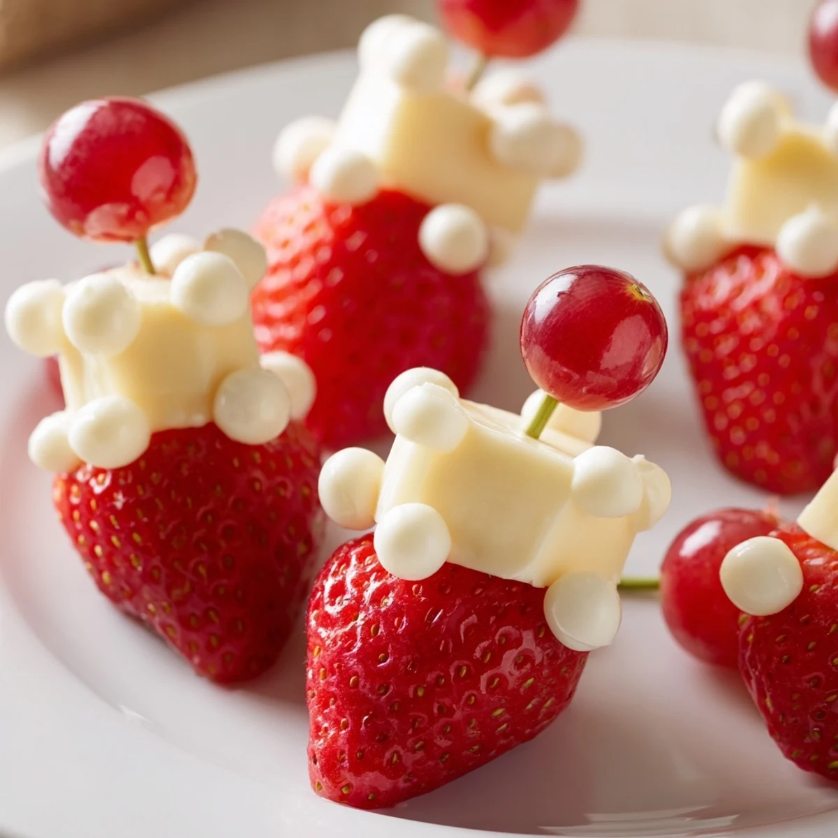 Get ready to serve a colorful Santa Hat Fruit and Cheese Platter that's perfect for snacks and gatherings.