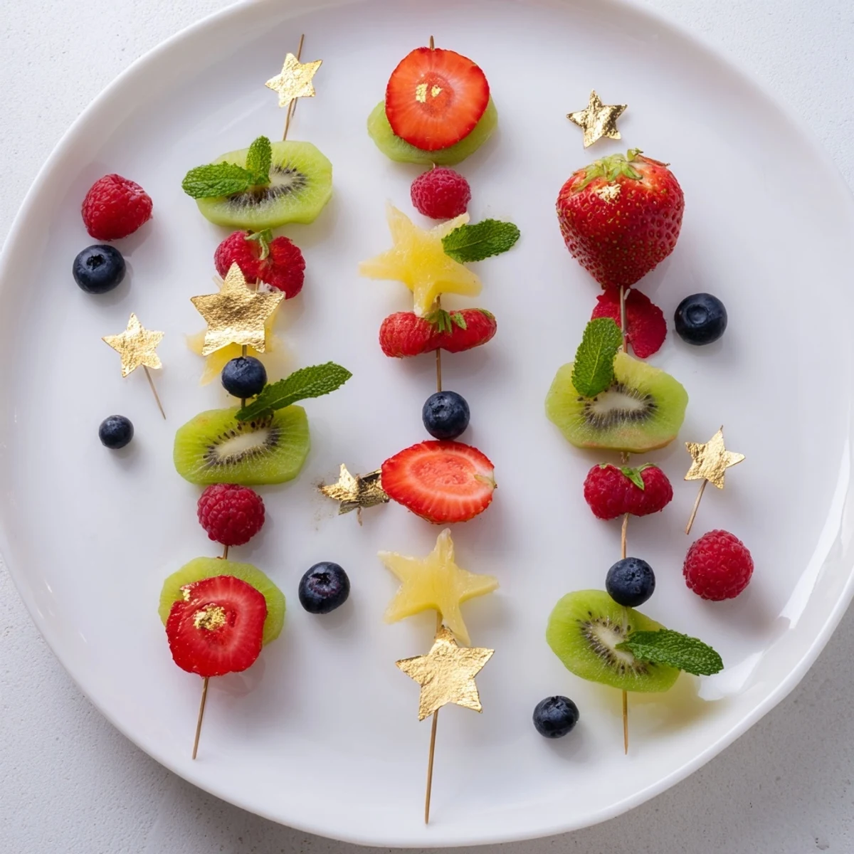 Fresh, vibrant Champagne Flute Fruit Garnishes, bursting with strawberries, ready to celebrate New Years.