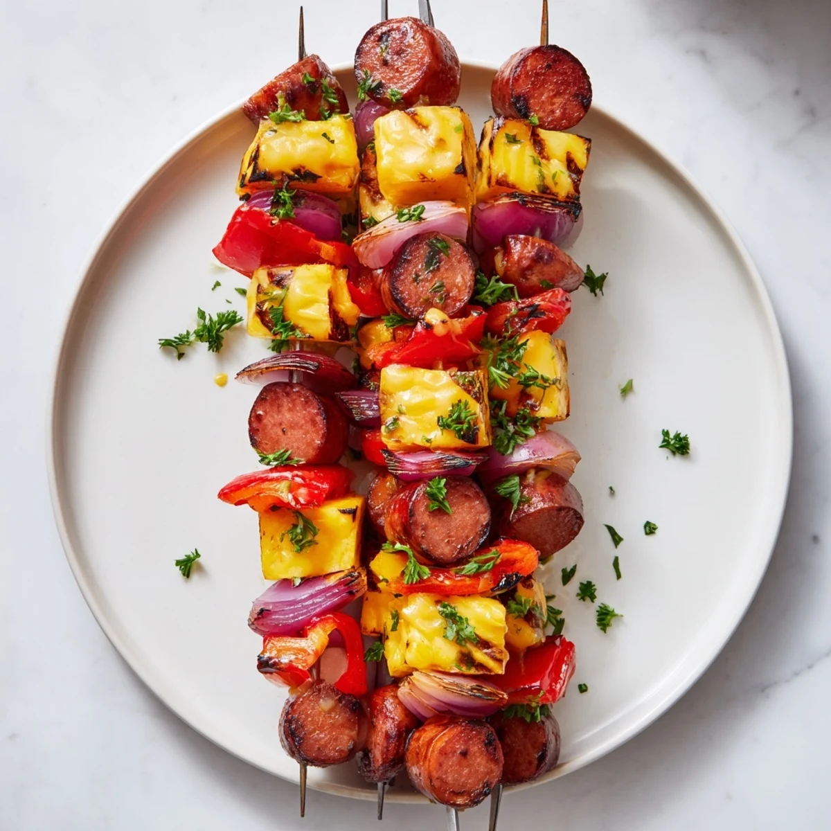 Savory Skewers: Chimney Stack Sausage and Cheese, grilled to perfection, with melty cheese and tender veggies.