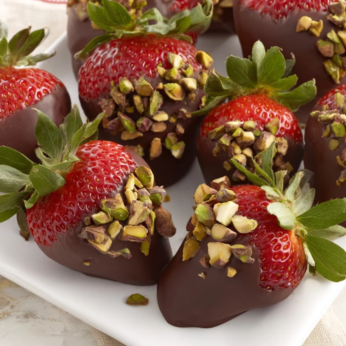 Freshly dipped dark chocolate covered strawberries, ready to set for a perfect New Year's treat.