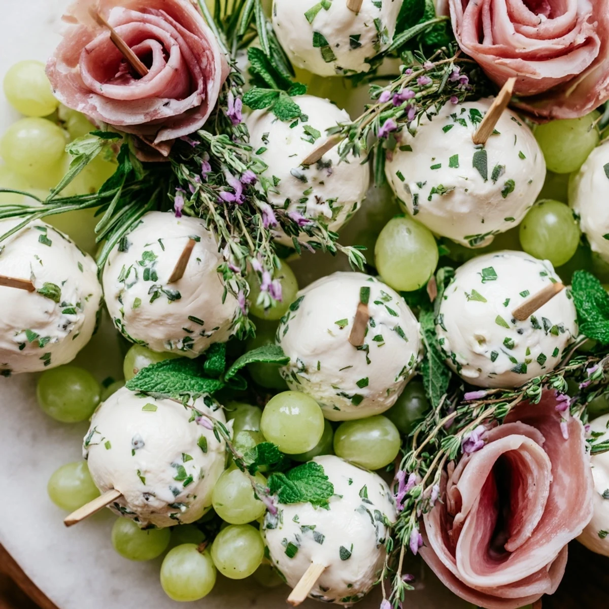 A close-up of the beautiful Mistletoe Kissing Ball, a delightful holiday appetizer everyone loves.