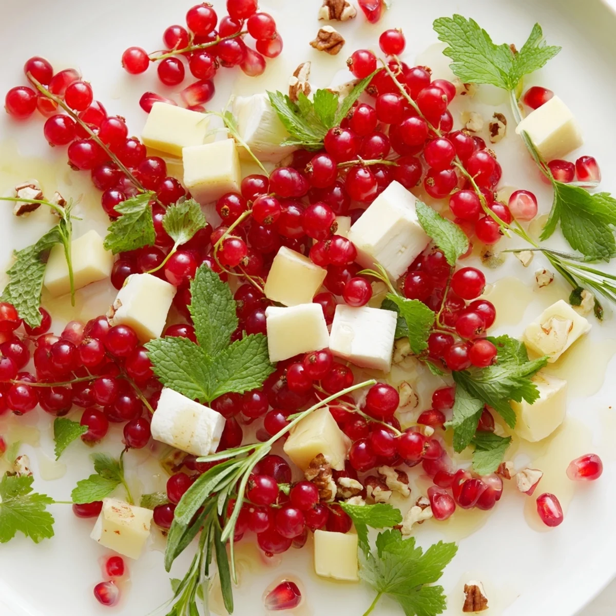Festive image: A close-up view of the delicious Holly Berry Cluster, arranged with goat cheese and crackers.