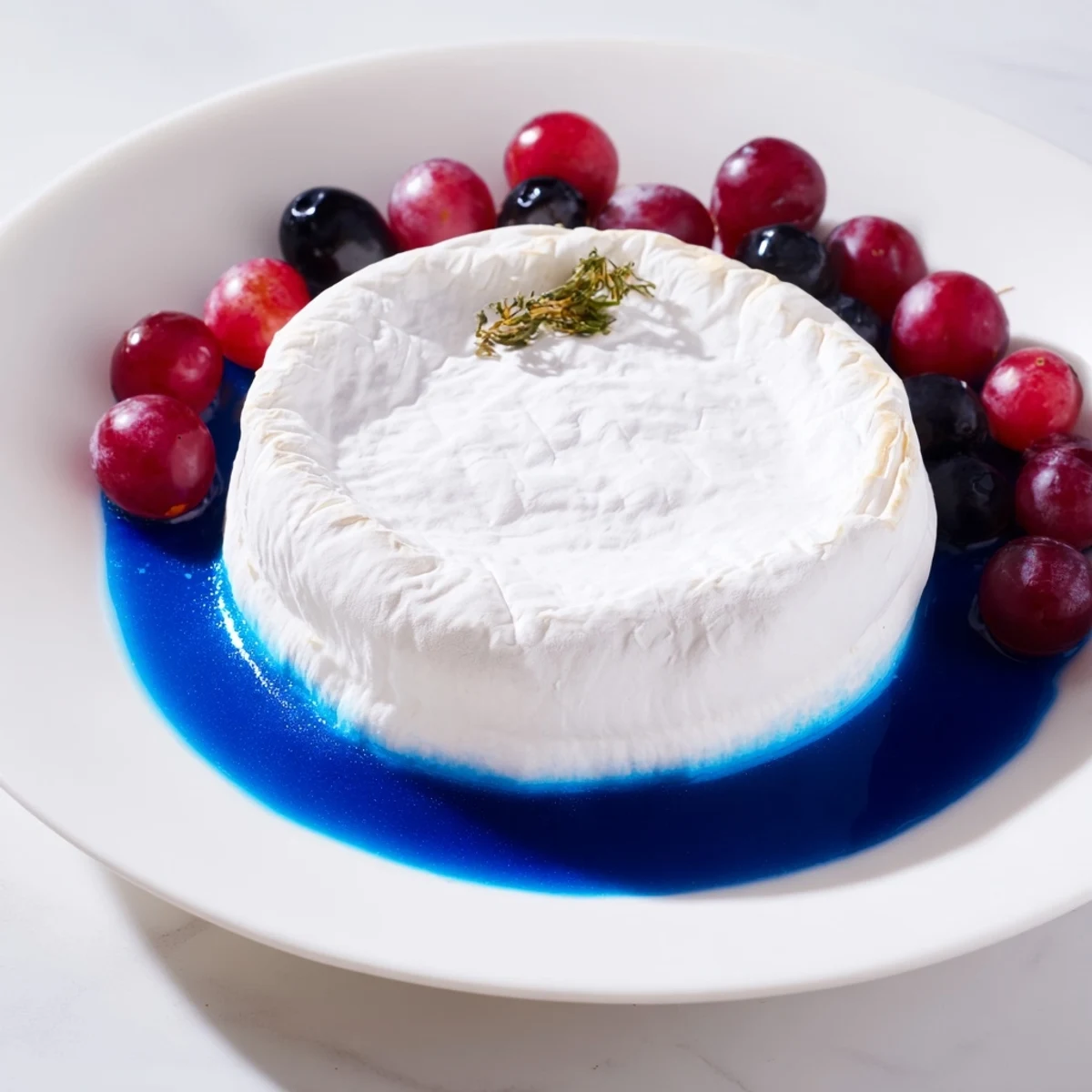 Serve your guests this impressive "Floating Island" appetizer with fresh grapes scattered around.