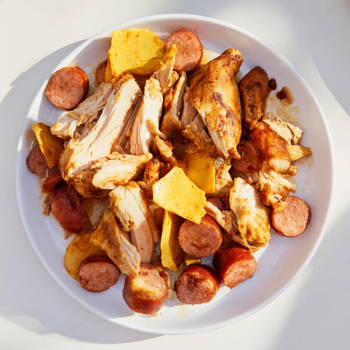 Golden-brown chicken and sausage Bisquick balls served warm, perfect for a party appetizer.