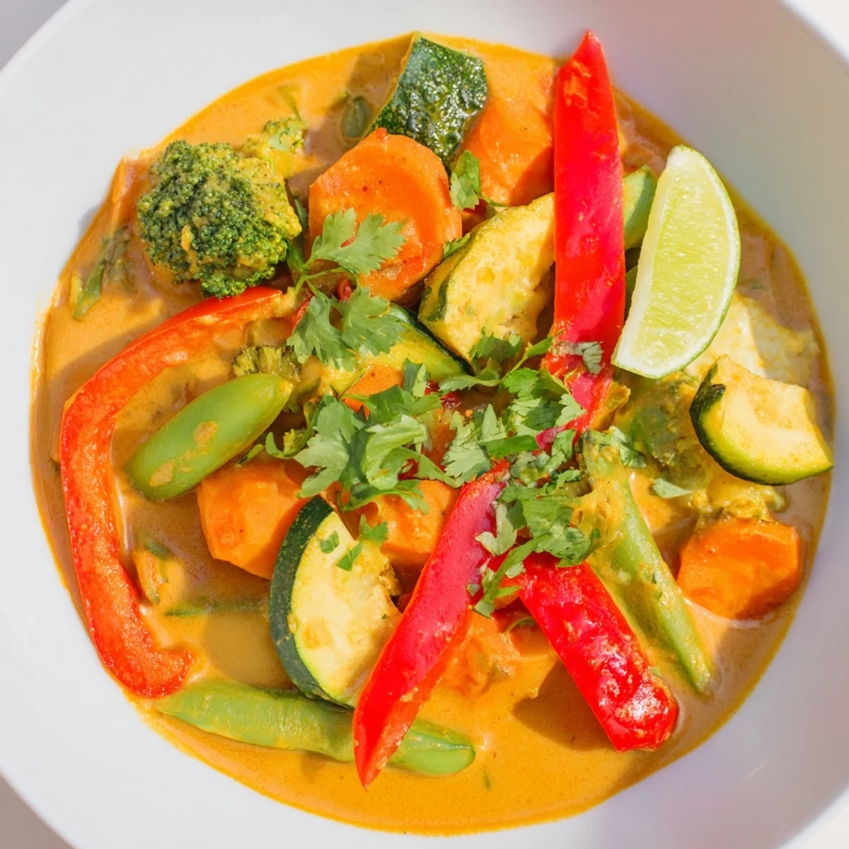 A bowl of delicious Coconut Curry Vegetables, featuring tender vegetables in a creamy coconut milk sauce.
