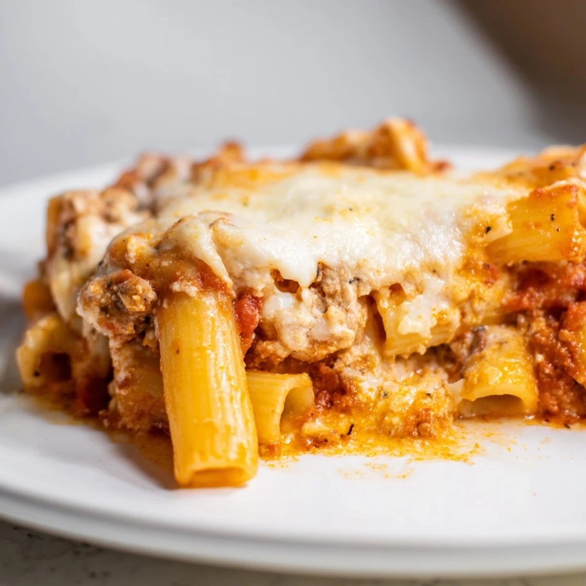 Golden, bubbly Cheesy Baked Ziti fresh from the oven, a perfect Italian pasta bake.