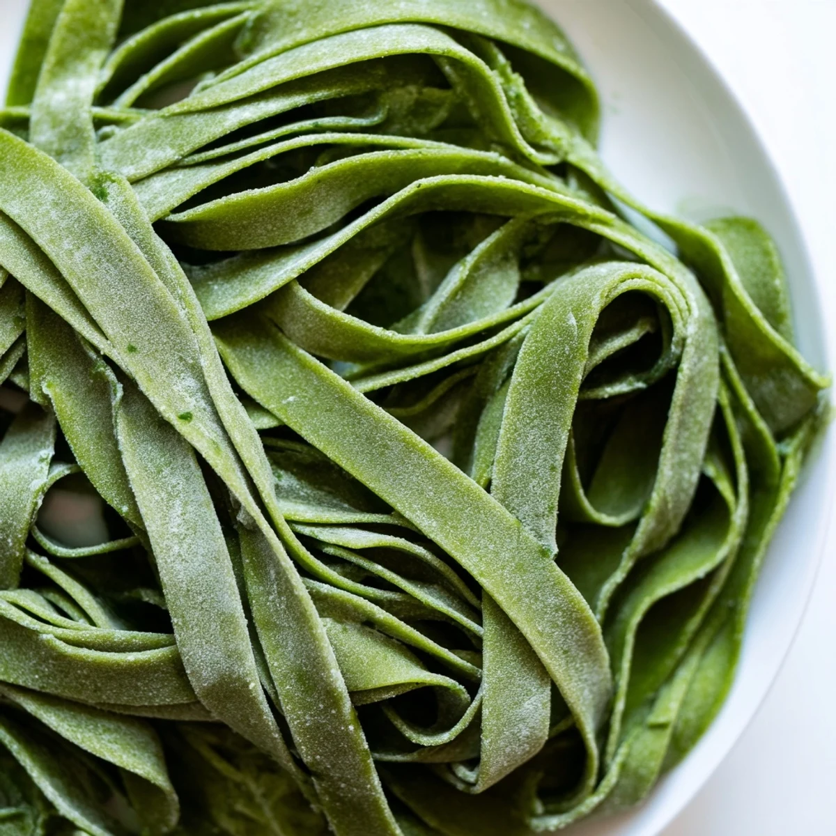 Close-up of a homemade spinach pasta dough—the fresh, healthy base for Italian meals.