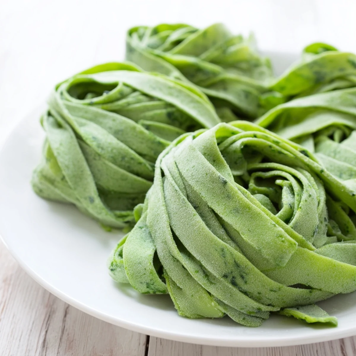 Fresh spinach pasta dough, vibrantly green, ready to be rolled for delicious homemade pasta dishes.