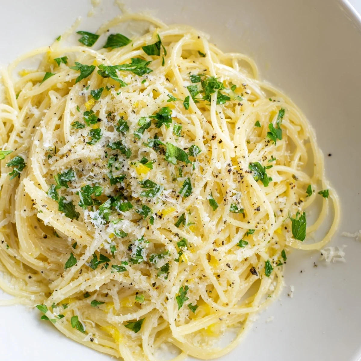 Golden-yellow Lemon Butter Pasta Light, a quick and easy Italian delight, ready to serve and enjoy.