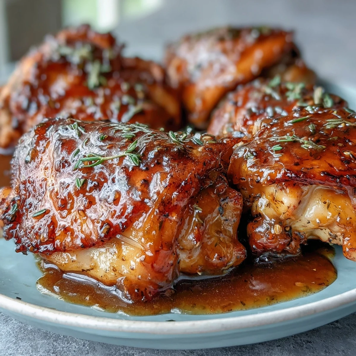 Tender Slow Cooker Honey Mustard Chicken resting in a velvety dijon glaze, ready to be drizzled over fluffy white rice.
