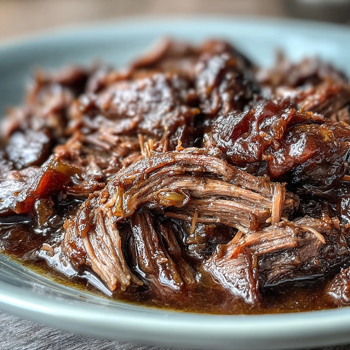 Slow-cooked Mississippi-Style Ranch Beef pot roast with butter, shredded for sandwiches or served over creamy mashed potatoes for dinner.