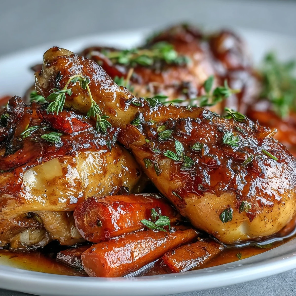 Tender chicken drumsticks and caramelized roasted carrots on a baking sheet for an easy, flavorful meal.