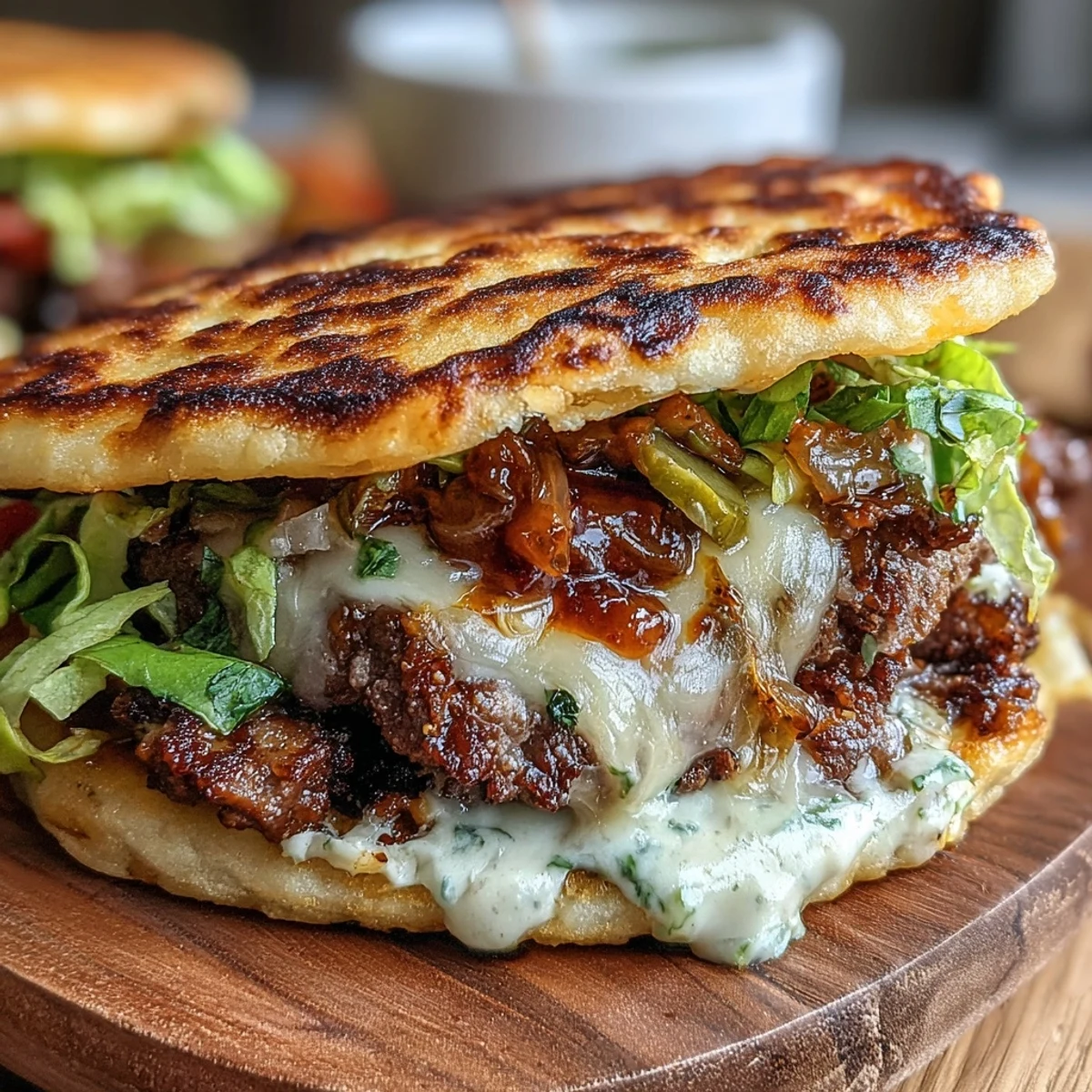 Crispy mini tacos filled with smashed beef patties, melted cheese, and fresh burger toppings, perfect for parties.  