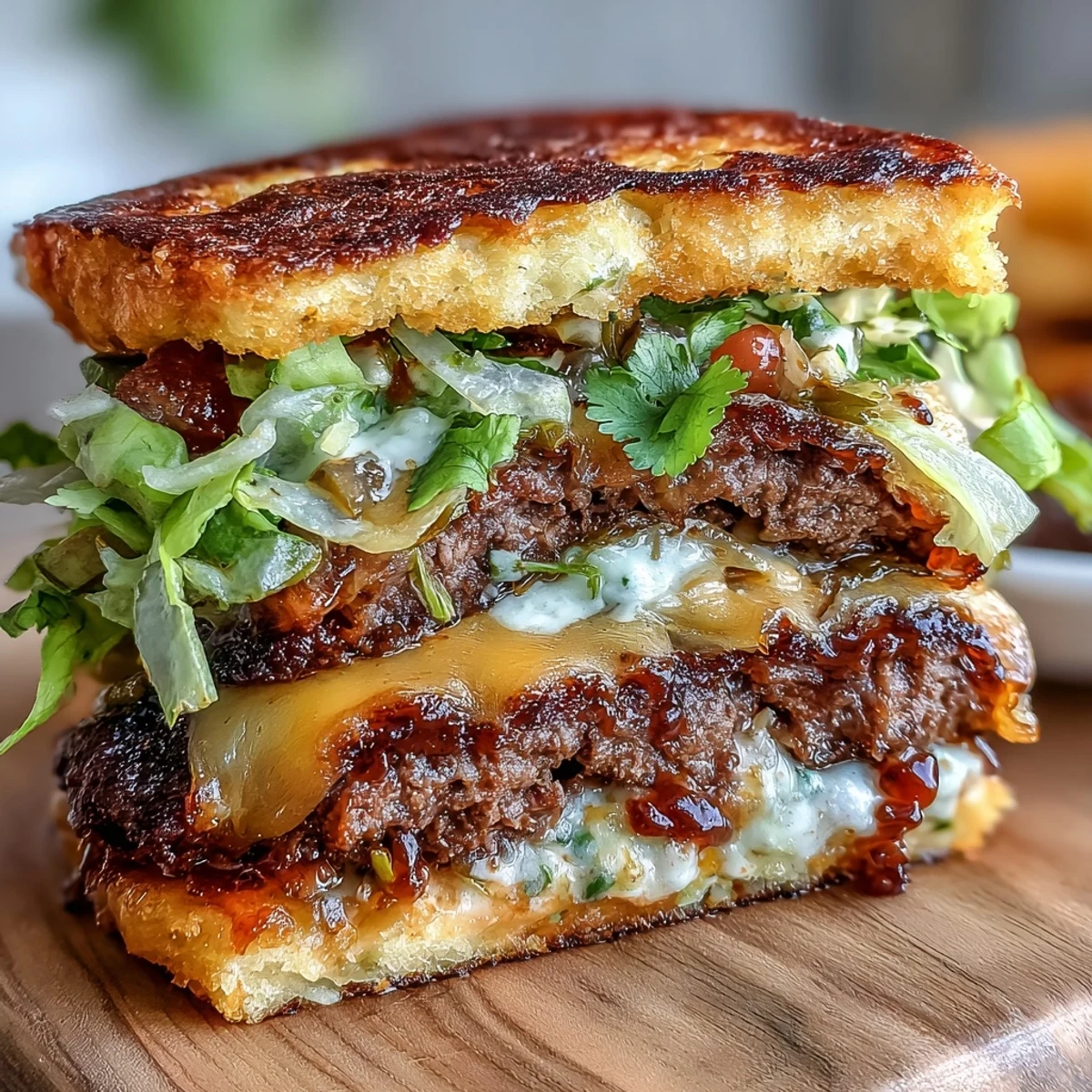 Juicy beef patties pressed onto mini tortillas, topped with lettuce, tomato, pickles, and melted cheese for a fun twist.  