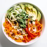 Spiralized carrots create a flavorful base for this refreshing Carrot Noodle Skincare Bowl dish.