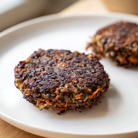 Golden-brown black bean burgers ready to be enjoyed, perfect on a toasted bun with fresh toppings.