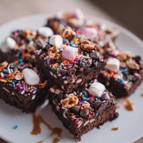 Fudgy Chaos Chocolate Cake Bites boasting chocolate chips and sprinkles, a joyful dessert.