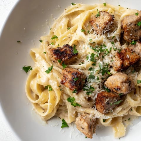 Creamy Cowboy Butter Chicken Pasta, with golden, perfectly cooked chicken, ready to enjoy.