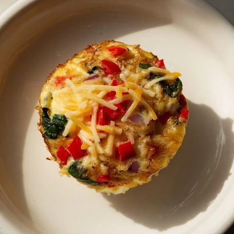 Fluffy Easy Christmas Morning Egg Muffins golden-brown, packed with colorful veggies, ready to enjoy.