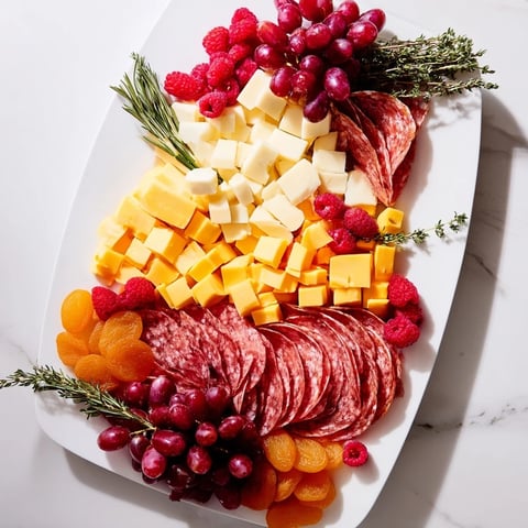 Festive stocking charcuterie board overflowing with meats, cheeses, and fruit, ready for holiday guests.