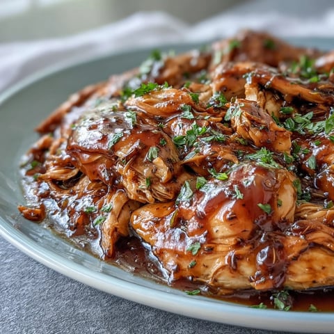 Juicy Slow Cooker Honey Mustard Chicken breasts simmered in a glossy, golden sauce, served over creamy mashed potatoes.