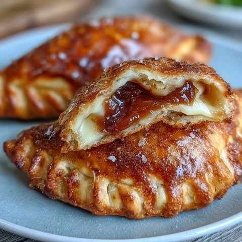 Golden-brown Guava and Cheese Empanadas with flaky crusts, served warm and dusted with powdered sugar.
