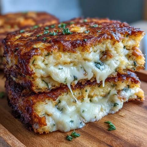Golden brown Keto Cheesy Cauliflower Bread Grilled Cheese, with gooey melted cheddar and mozzarella spilling from the crispy edges.
