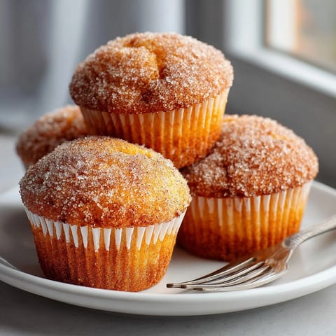 Warm, buttery Cinnamon Sugar Donut Muffins, generously coated in cinnamon sugar, ready to be enjoyed now.