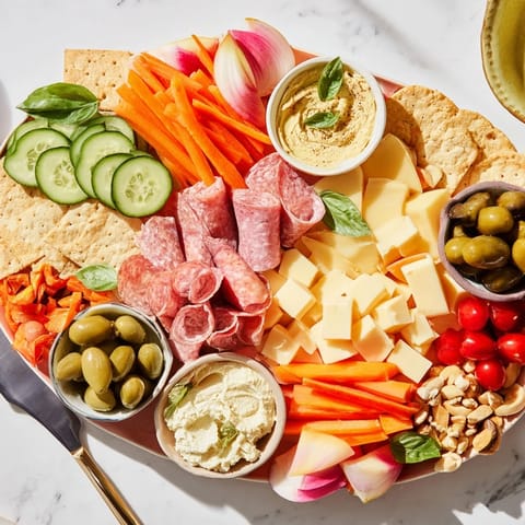 Playfully arranged Girl Dinner Platter with fresh vegetables and assorted snacks.  