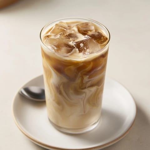 Creamy tahini iced coffee, a nutty delight for hot summer days.  