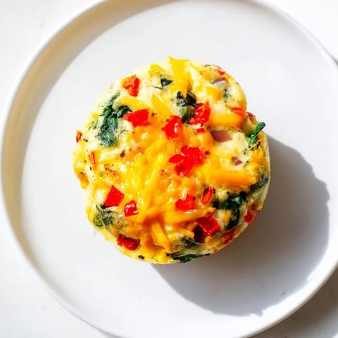 Warm Easy Christmas Morning Egg Muffins with melted cheese and bell peppers, a savory breakfast treat.