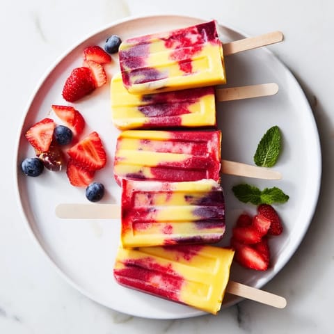 Vibrant Summer Popsicle Board showcases a sweet summer treat, featuring various fruit popsicles and fresh berries.