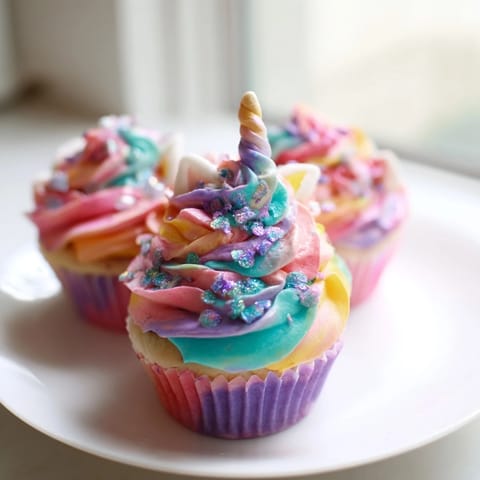 See fluffy cupcakes, sugary cookies, and dazzling meringue kisses in a fantastical Magical Unicorn Dessert Table.