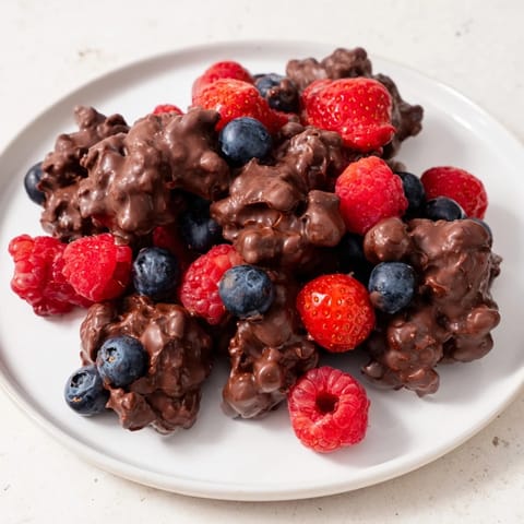 These chilled Chocolate Yogurt Clusters look so inviting, with a glossy, dark chocolate shell.