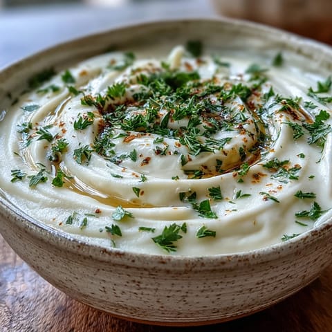 Steaming bowl of golden parsnip and herb soup, perfect for a cozy meal.