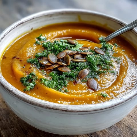 Velvety smooth butternut squash and apple soup, perfect for a fall evening.